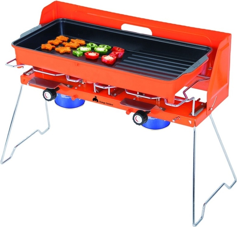 Газовая горелка двойная с поверхностю гриль (поверхность BBQ из аллюминия) - Остаток без характеристики