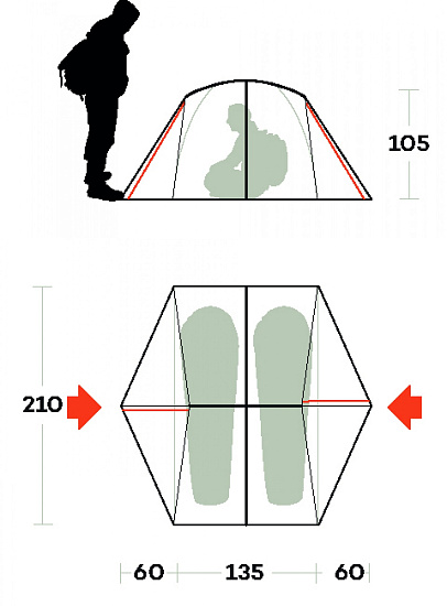 Палатка TENT GRIT 2 FR - Light Grey