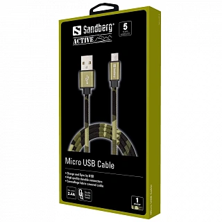 Кабель для зарядки MicroUSB-USB Sandberg MicroUSB Green Camouflage 1m - Остаток без характеристики