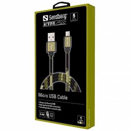 Кабель для зарядки MicroUSB-USB Sandberg MicroUSB Green Camouflage 1m - Остаток без характеристики