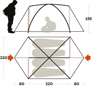 Палатка TENT LHOTSE 4 - 4, Orange-L